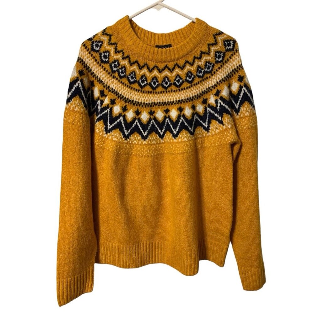 Esmara Gold & Blue Ski Long Sleeve Stretch Sweater Women Size Large